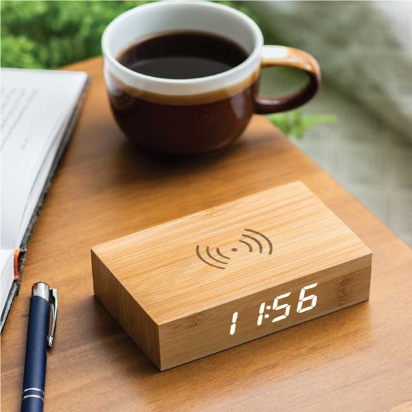 Bamboo Wireless Charger with Clock - Image 5