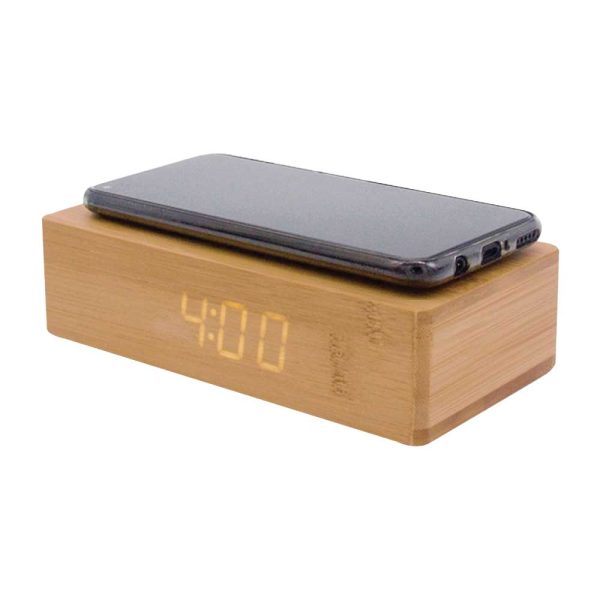 Bamboo Wireless Charger with Clock - Image 3