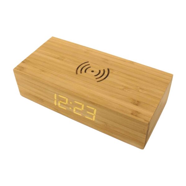 Bamboo Wireless Charger with Clock - Image 2