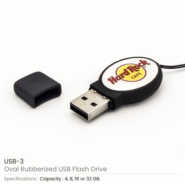 Oval Black Rubberized USB - Image 4