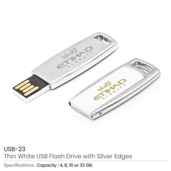 Thin White Metal Case USB Flash - Image 4