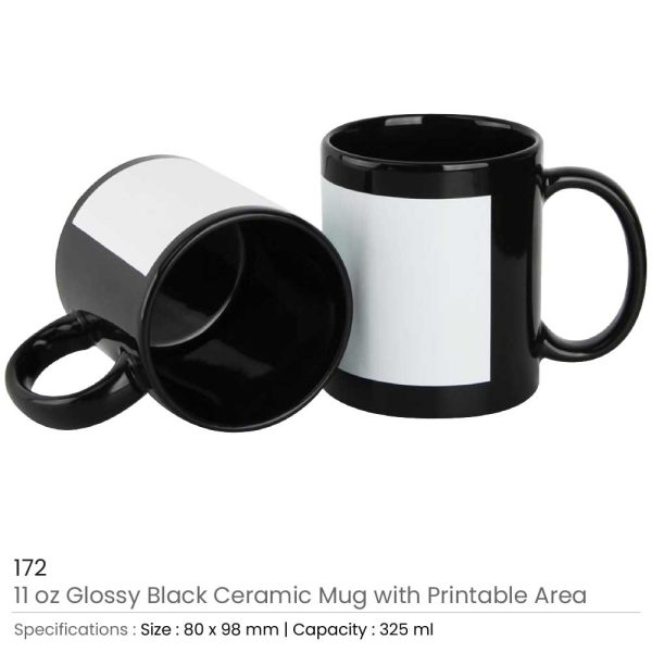 Black Ceramic Mugs with Printable Area - Image 4