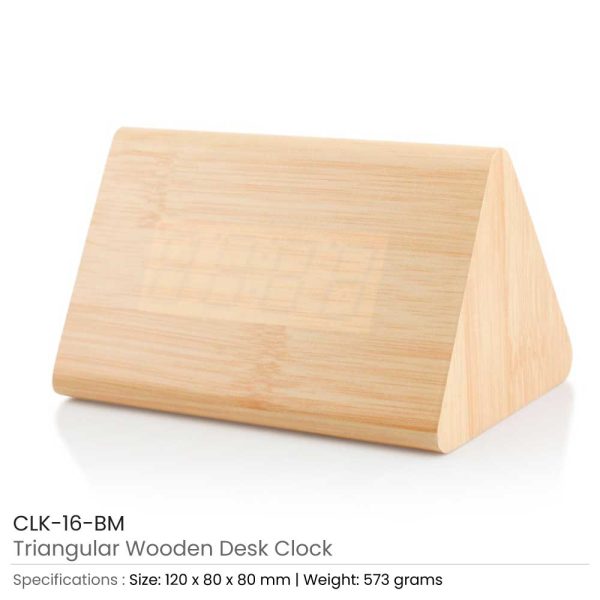 Triangular Wooden Desk Clock - Image 4
