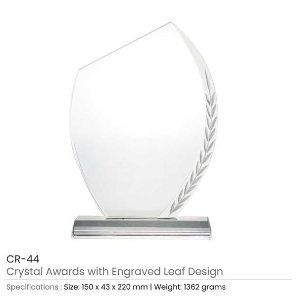 Crystal Awards with Engraved Leaf Design - Image 4