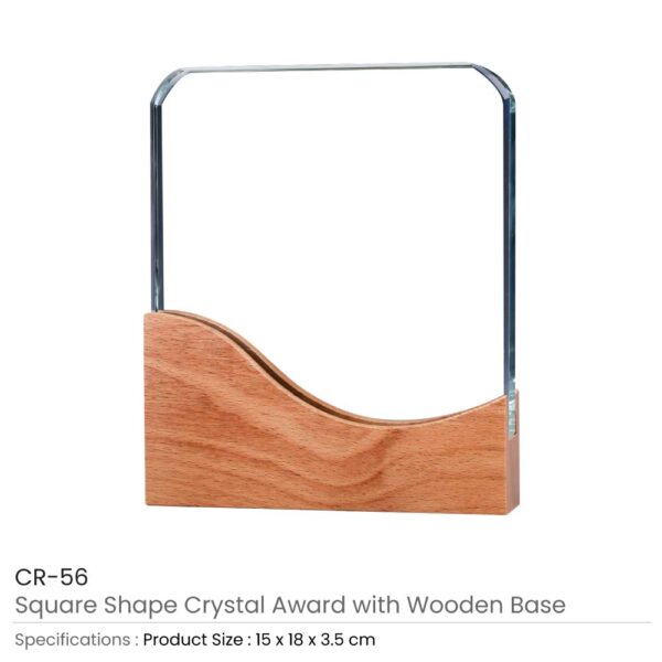 Square Crystal Awards with Wooden Base - Image 4