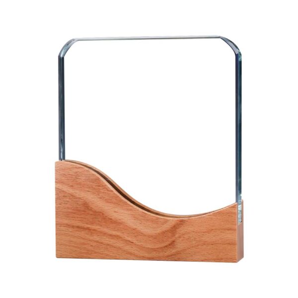 Square Crystal Awards with Wooden Base - Image 2